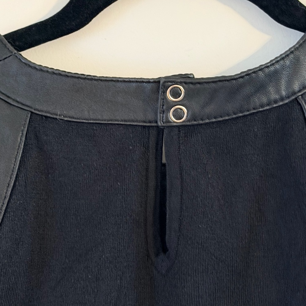INC International Concepts Black Sleeveless Top with Leather Trim Size L - Picture 7 of 9